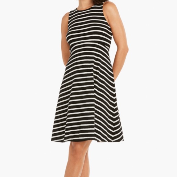 Nic & Zoe Late Sunset fit & flare black & white knit striped Dress XS NWT - Picture 6 of 9